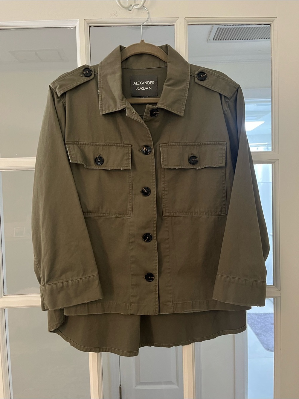 Alexander Jordan Women's Distressed Utility Jacket, Button Front with pockets